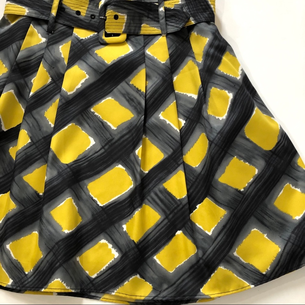 The Limited Gray & Gold Print Pleated Flare Skirt - Picture 5 of 8